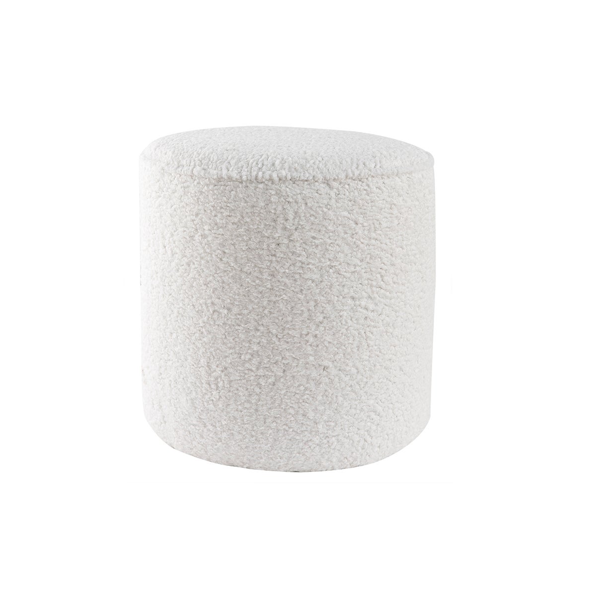 Pouf Rond Miliboo Amaya – Blanc Cassé Effet Laine Bouclée, Pied Doré – Design Contemporain Pour Salon, Chambre Ou Bureau
