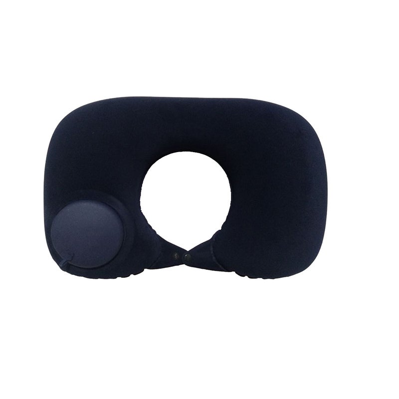 Oreiller De Voyage Gonflable En Forme De U - Coussin De Soutien Pour Cou - Gris Foncé/bleu Marine/gris Clair