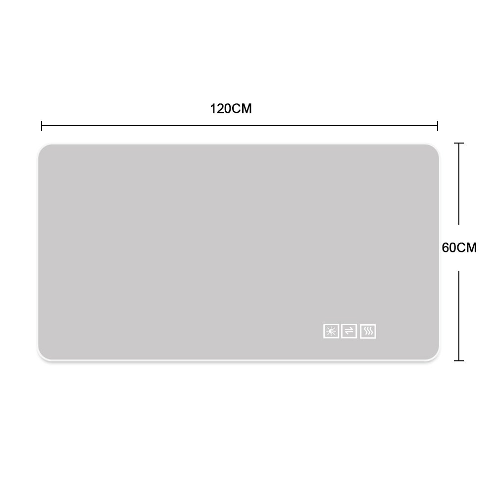 Miroir LED tactile 120x60 cm, 3 températures de lumière, en verre+métal, argent - 4