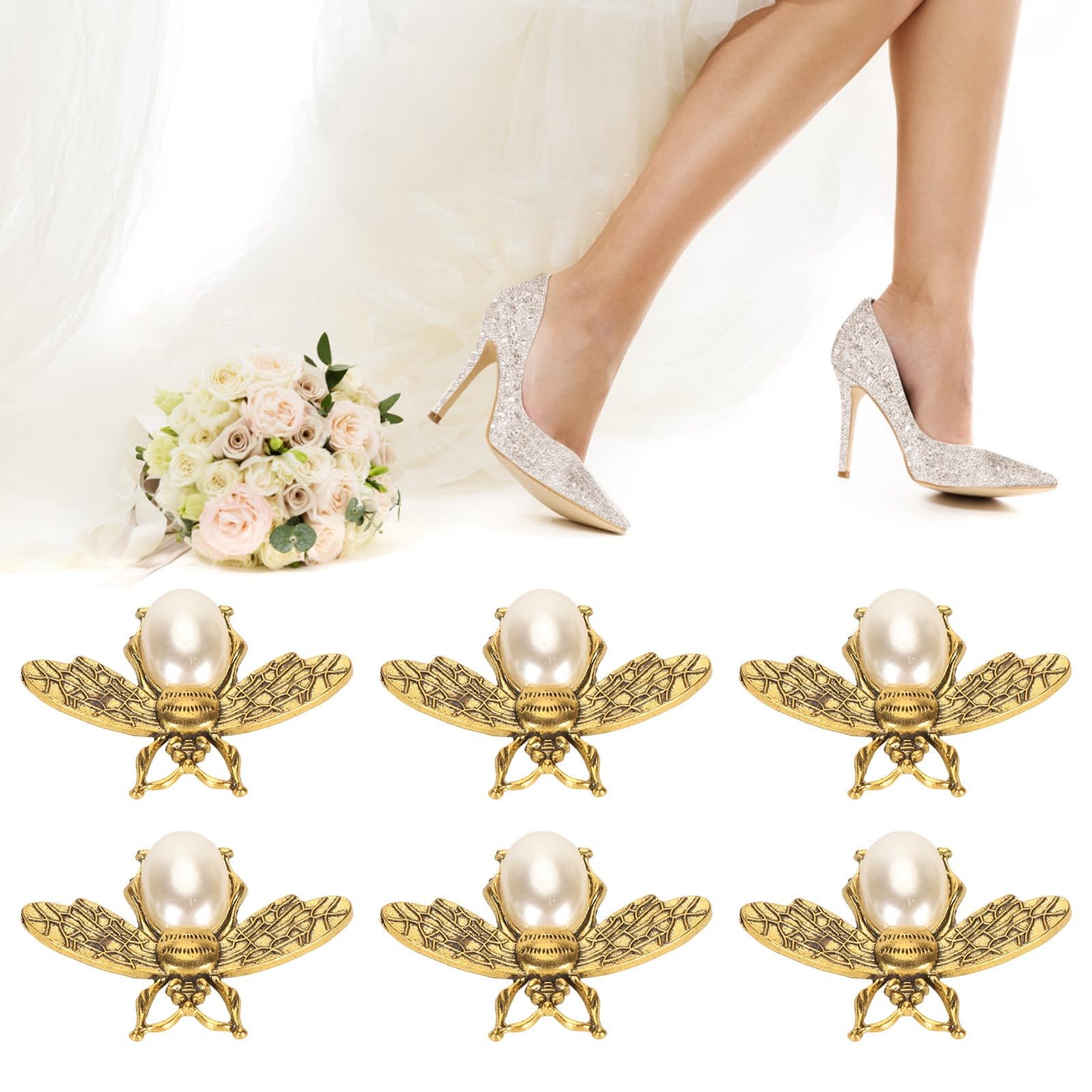 4 Fermagli Scarpe A Forma Di Ape - Decorazioni Brillanti Per Occasioni Speciali