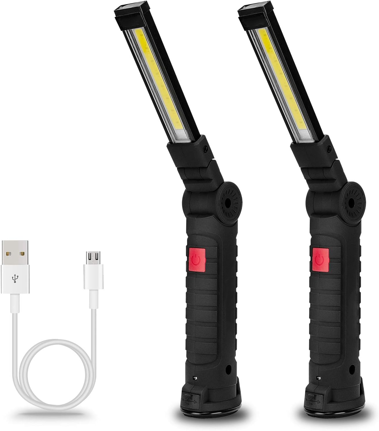 Akumulatorowa lampa robocza – z podstawą magnetyczną, obracana o 360° – idealna do czytania, napraw samochodowych itp. – Opakowanie 2 szt., 12 cm