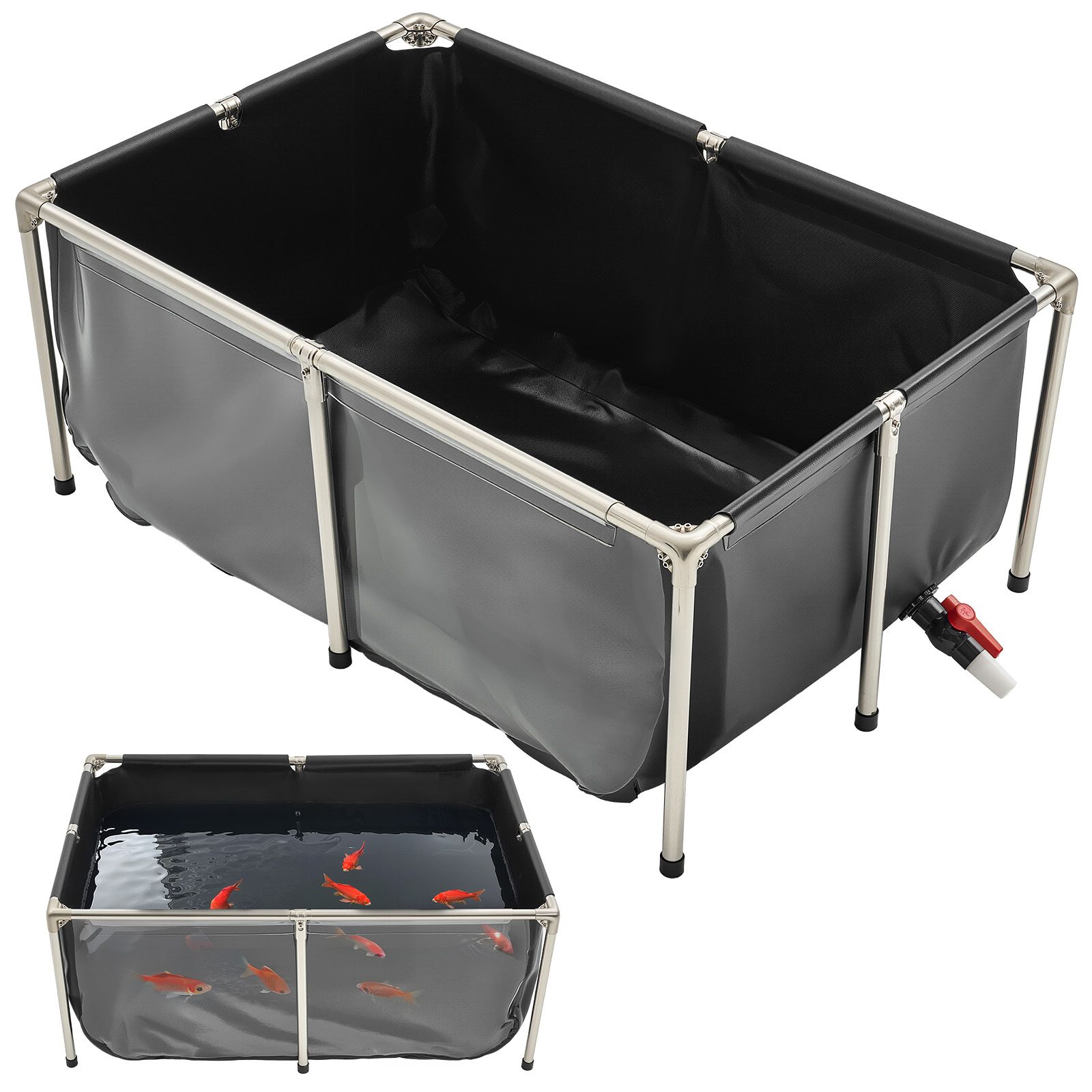 Bassin à Poissons Hors Sol,Capacité VEVOR 480 L,Étang à Poissons en ...