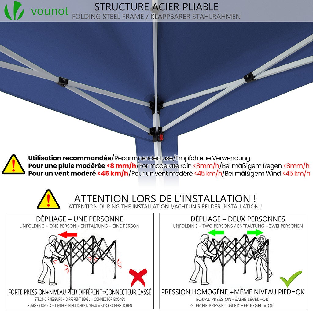 Gazebo Plegable Cenador 3x3 m Pabellon de Jardín, Azul - 7