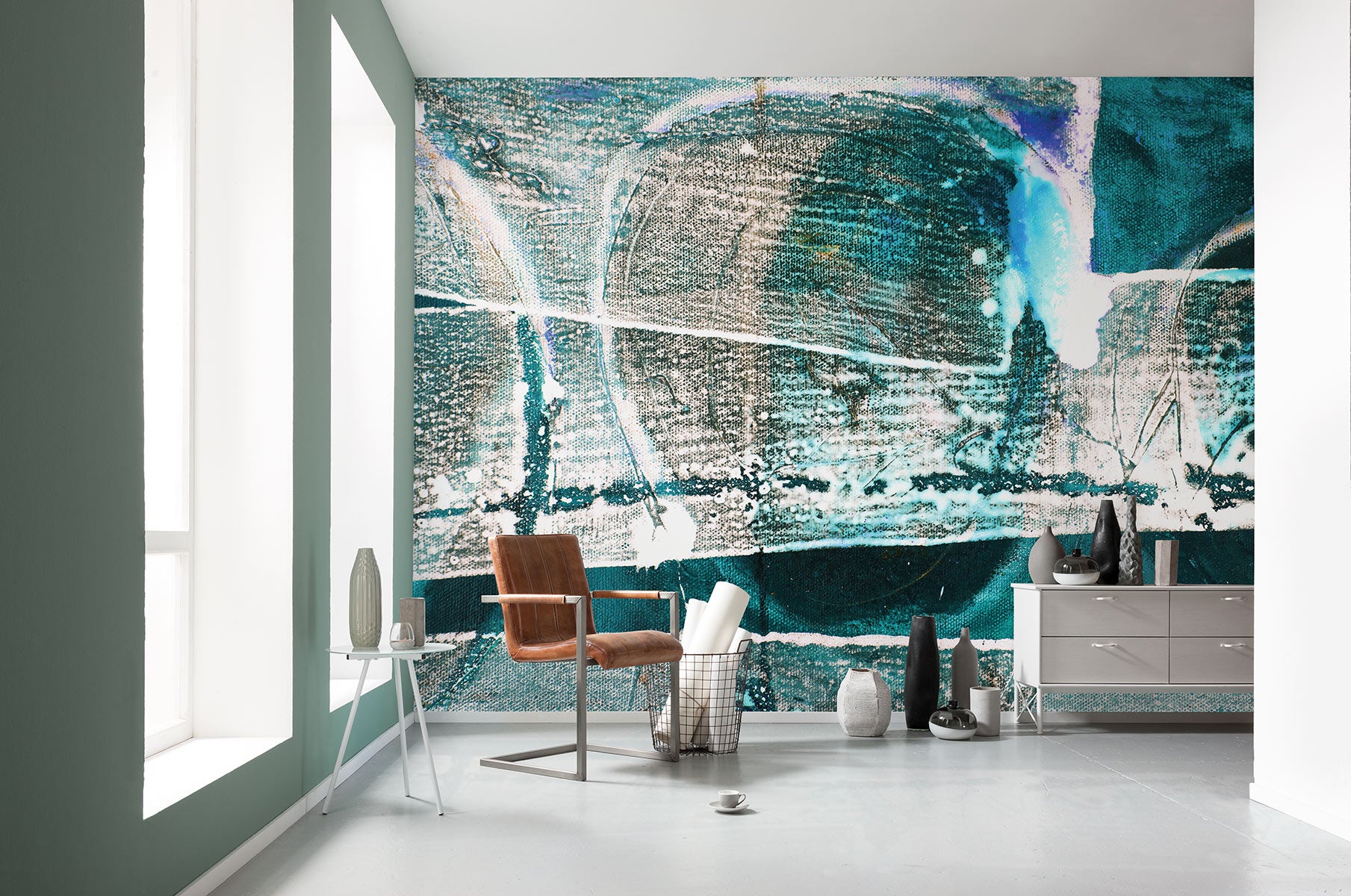 Fototapeta artystyczny niebiesko-zielonym - 500 x 280 cm - SANDERS &amp; SANDERS