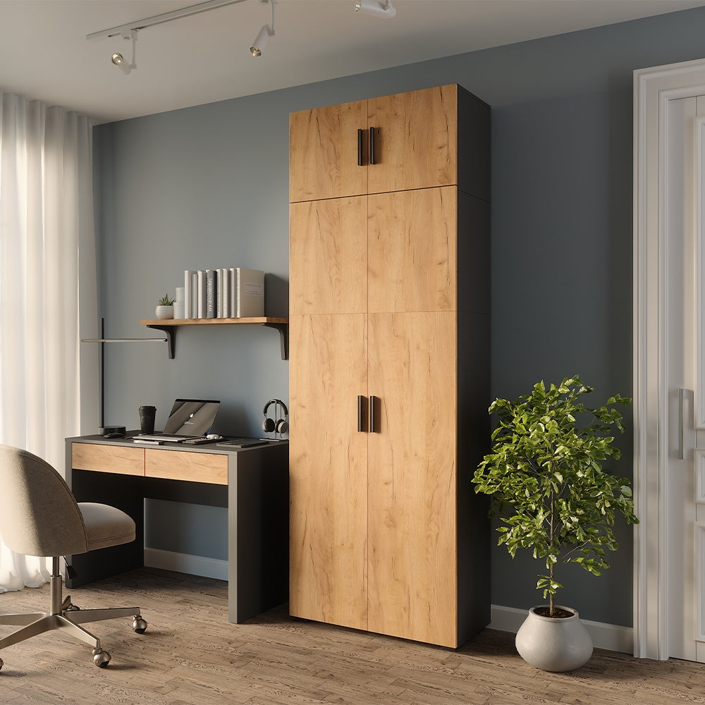 Vicco Étagère à dossiers Frank, Anthracite/chêne doré, 80x223.8cm avec fixation darmoire - 3