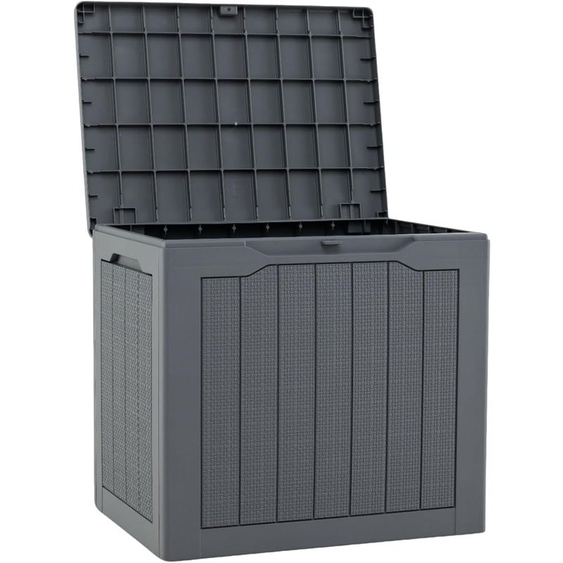 Wodoodporny Pojemnik Ogrodowy 106 l, Zamykany Pojemnik Ogrodowy z HDPE, Nośność 150 kg, na Balkon lub Basen (Szary, 56 x 41 x 50,5 cm | 106 l)
