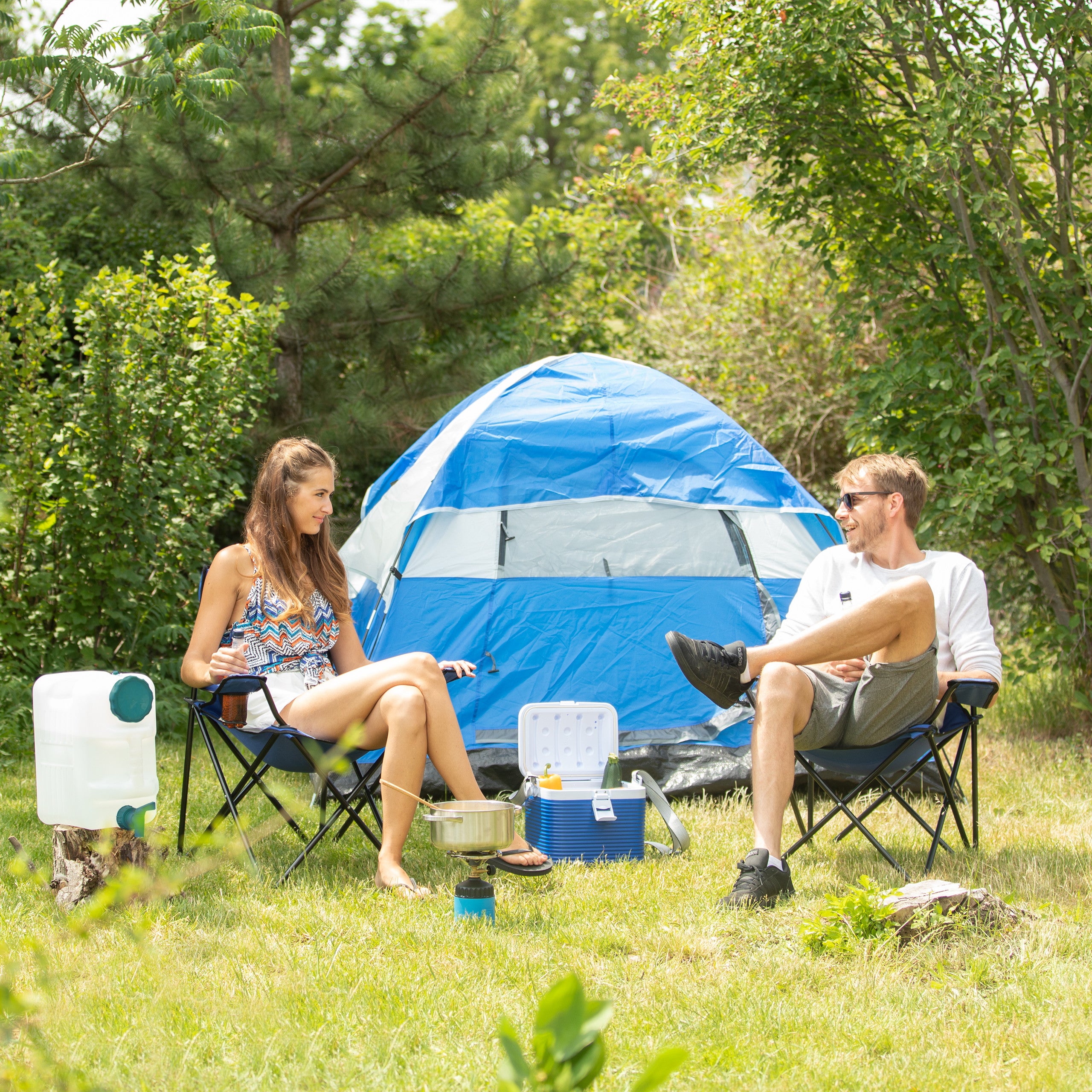 Caneca de água com torneira, 20L, plástico sem BPA, tampa larga, pega, recipiente para camping, branco/verde, Relaxdays - 3