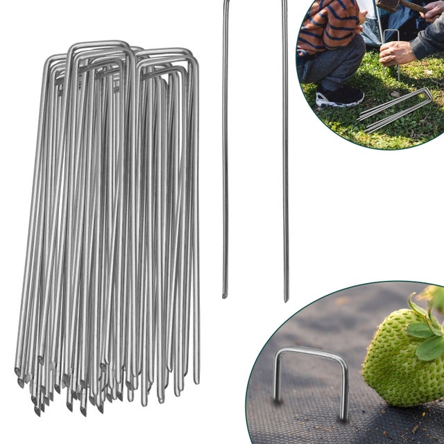 100x Ancre au sol Piquets en acier galvanisé 150x25mm ancrage au sol pour bâches filets de jardinage en U Arrondi