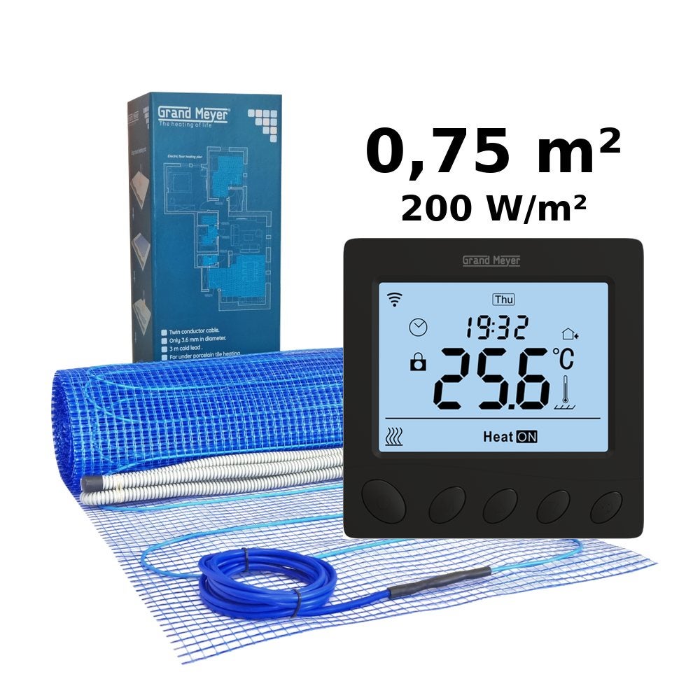 Zestaw do ogrzewania podłogowego 0,75 m², 200 W/m² + termostat W390 Wi-Fi programowalny
