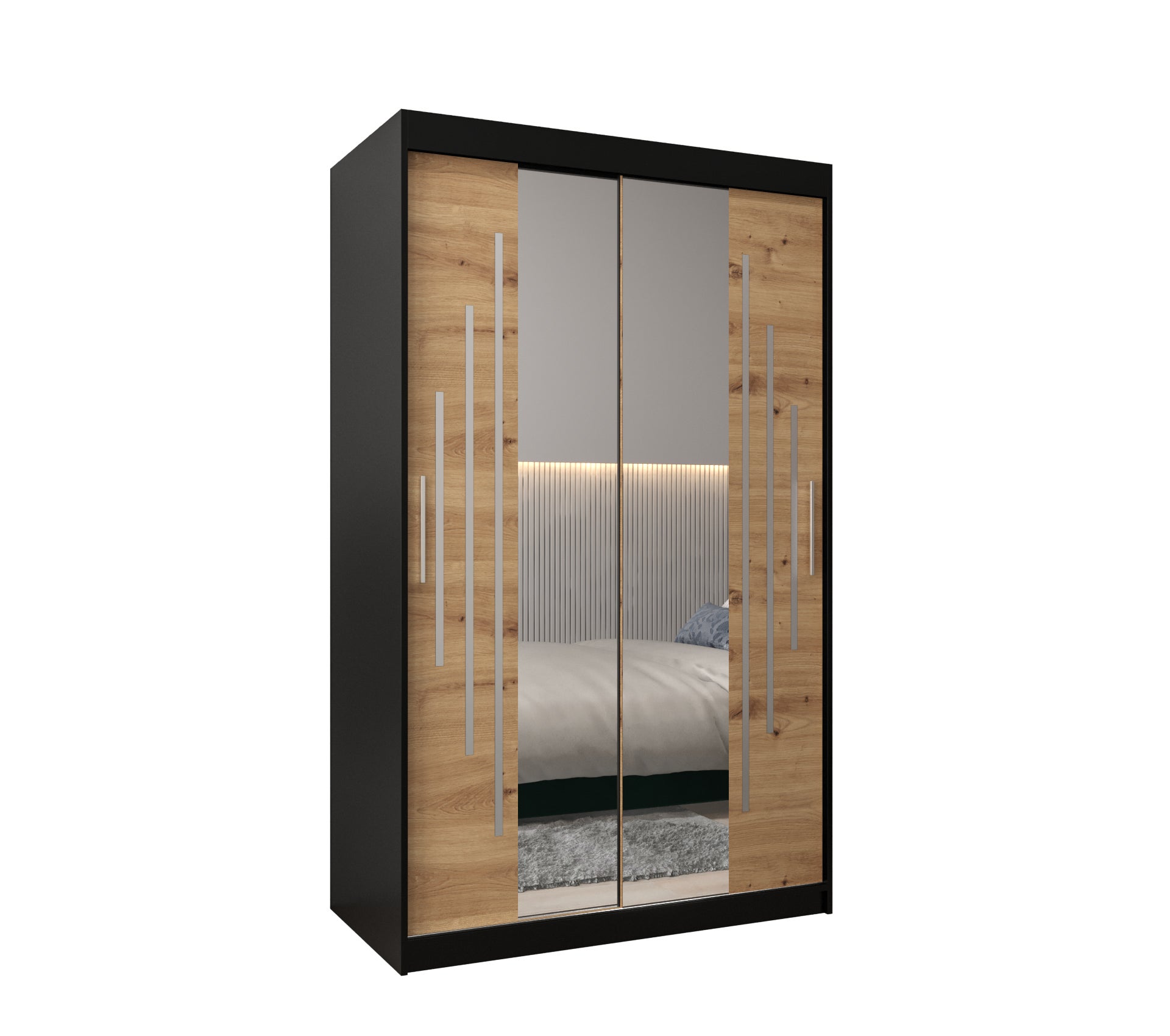 Szafa przesuwna garderoba York 1 120 x 62 x 200 cm Czarny + Artisan - Abiks Meble