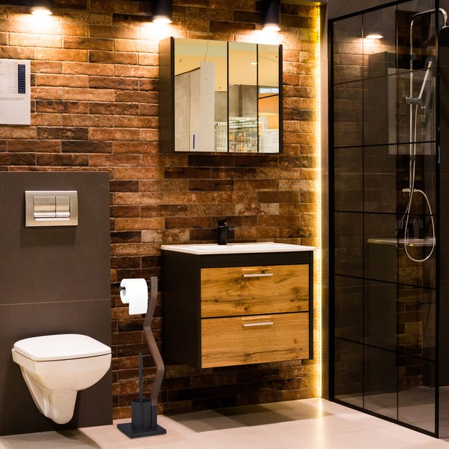 Piantana Porta Rotolo Portascopino Portarotolo Scopino Spazzolino Bagno Feridras - Colore