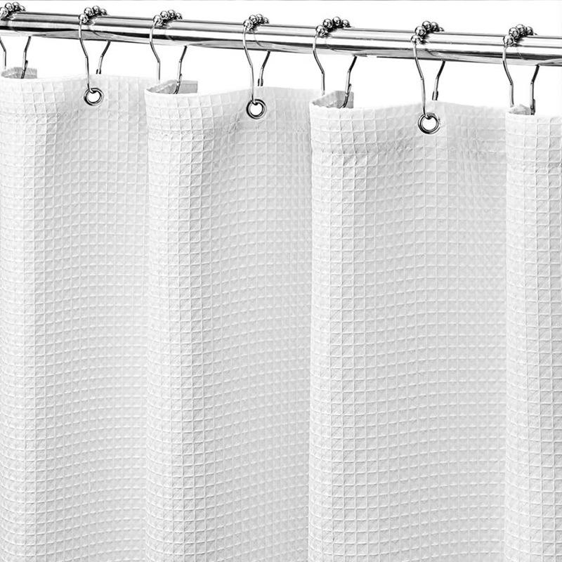 Cortina De Ducha De Lino Natural - Impermeable 182x182 Cm Con Ganchos