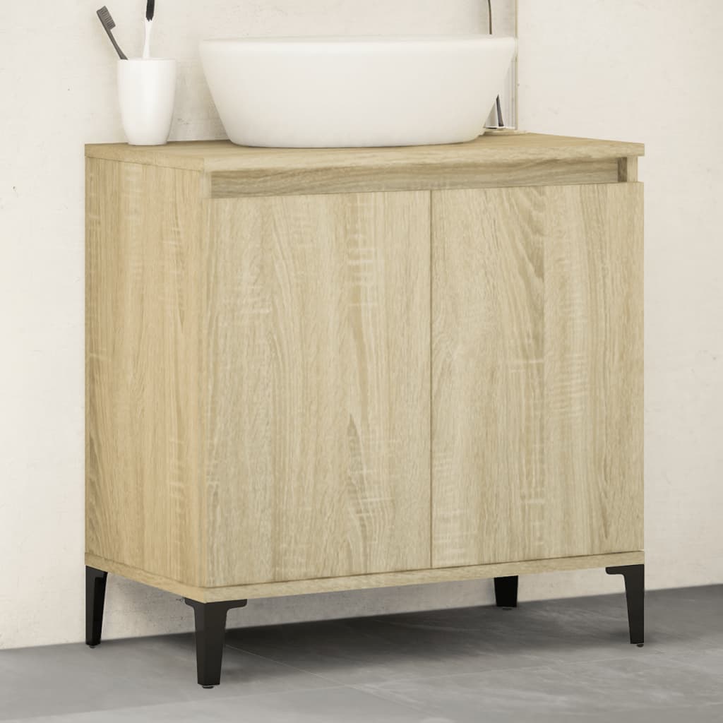 Mobile Lavabo Bagno VidaXL Grigio Cemento 58x33x60 Cm - Armadietto In Legno Multistrato Con Anta E Piedini In Metallo