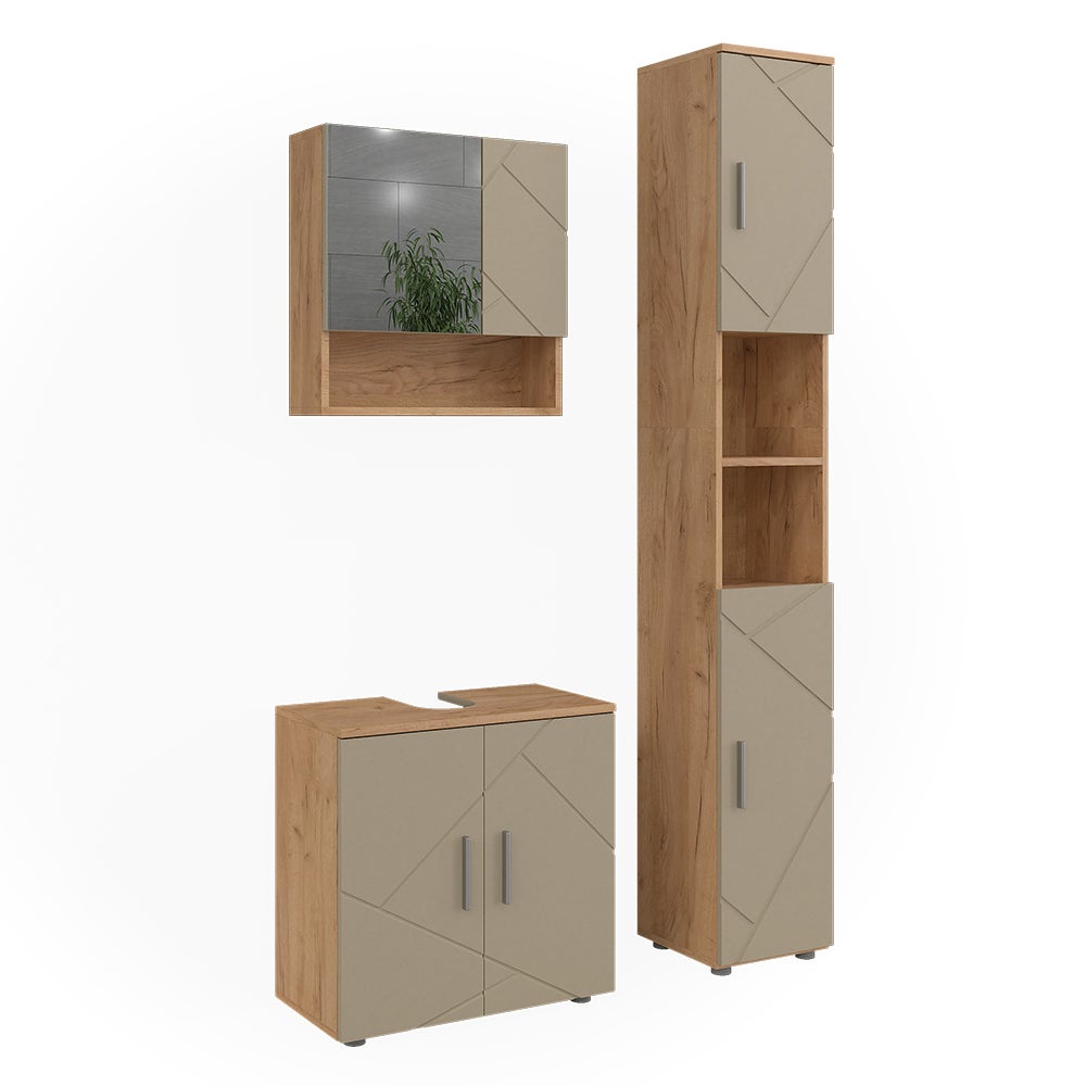 Vicco Zestaw mebli łazienkowych Irma, Beżowy, 3 części