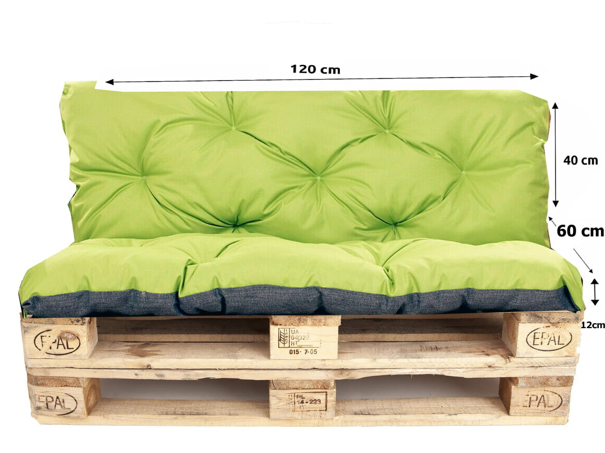 Almofadas de paletes 120x60 Assento e encosto 120x40cm, almofadas para paletes, almofadas para sofá de jardim Lima, almofadas de exterior - 2