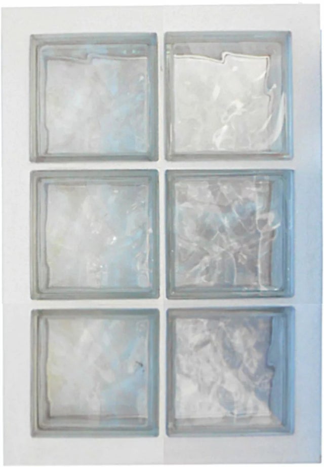 Panneau préfabriqué avec ciment hydrofuge, utilisation verticale | N. 6 briques de verre (2x3) mm 190x190x80 transparent ondulé | Dimension 470x670mm