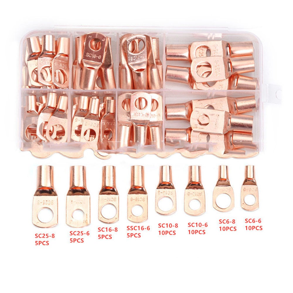 SC60PCS ensemble connecteur de cosse conventionnel de couleur naturelle, Kit de connecteur de borne à sertir électrique de câble - 4