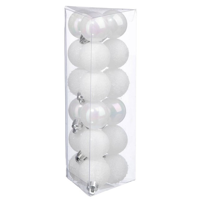 Lot de 18 boules D.3cm blanc - Atmosphera créateur d'intérieur