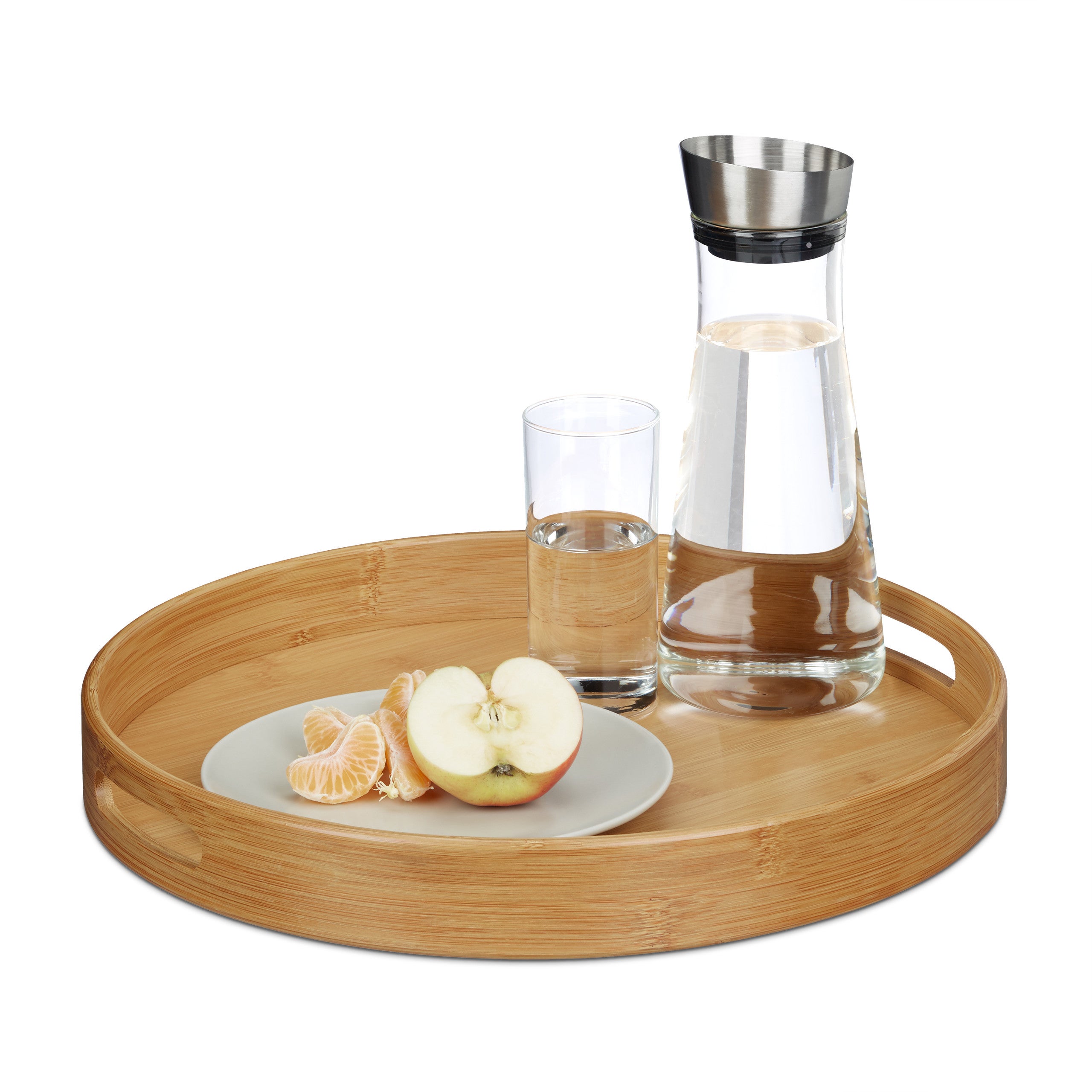Bandeja Antideslizante Redonda García De Pou - Diámetro 35.5 Cm, Color Marrón, Material Fibra