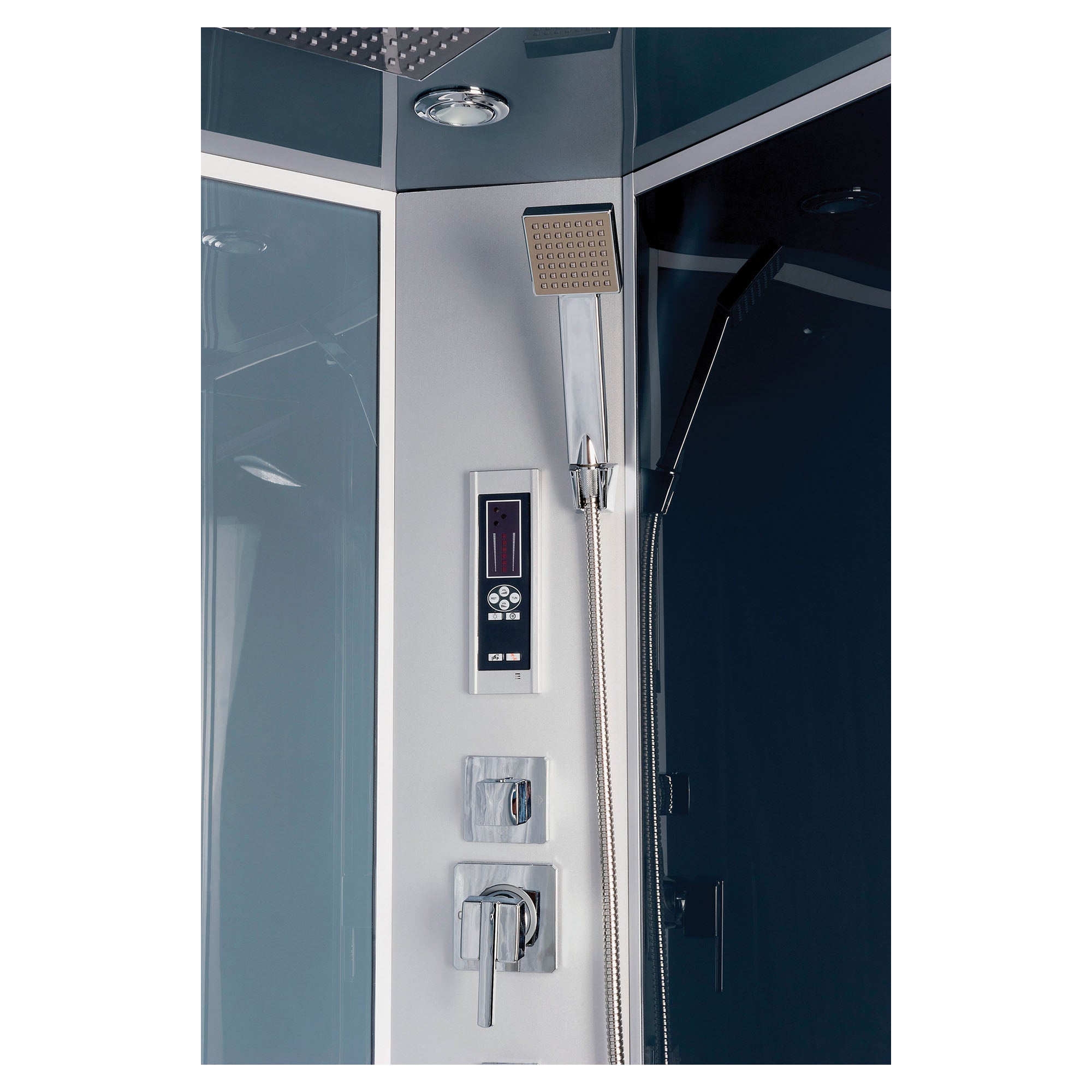 Ondée - Cabine de douche accès de face transparent porte pivotante 90x90cm avec radio FM - NIKY AYOR - 5