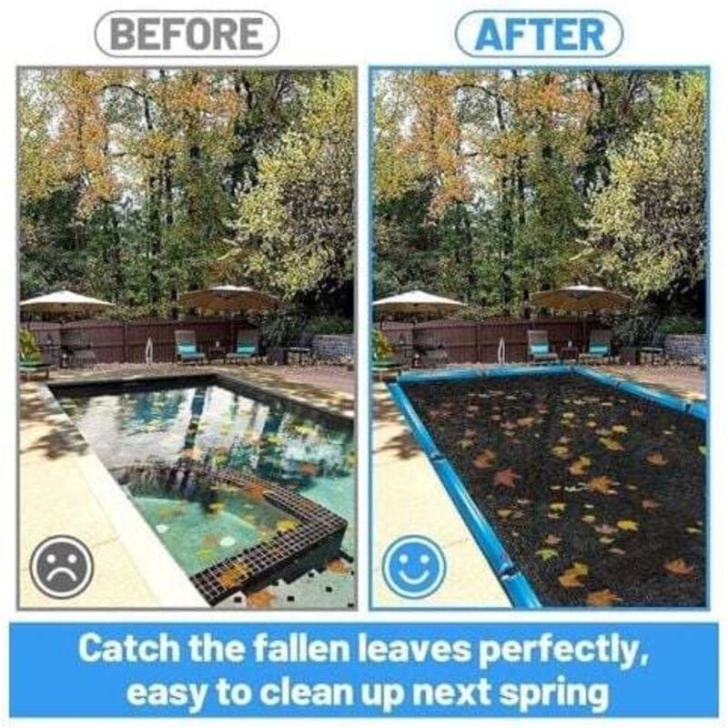 Couverture Filet de Feuille pour Piscine Rectangulaire, Bâche Protection Piscines Hors-Sol, Extérieur Bloquer Feuilles Mortes et Débris 3×5m - 3