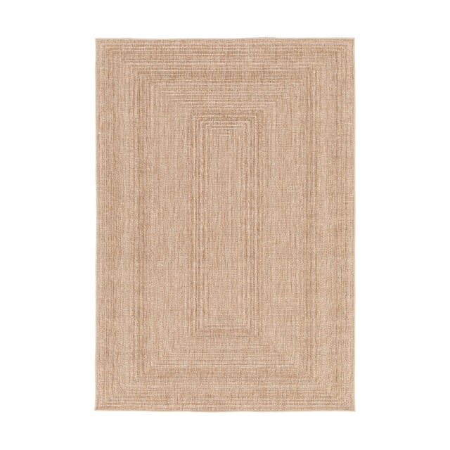 INSPIRE - Tapis rectangulaire beige FUJIN - Effet paille -Tapis intérieur et extérieur - 8 mm x l.120 cm x L.170 cm - Polypropylene - Tissage à plat -