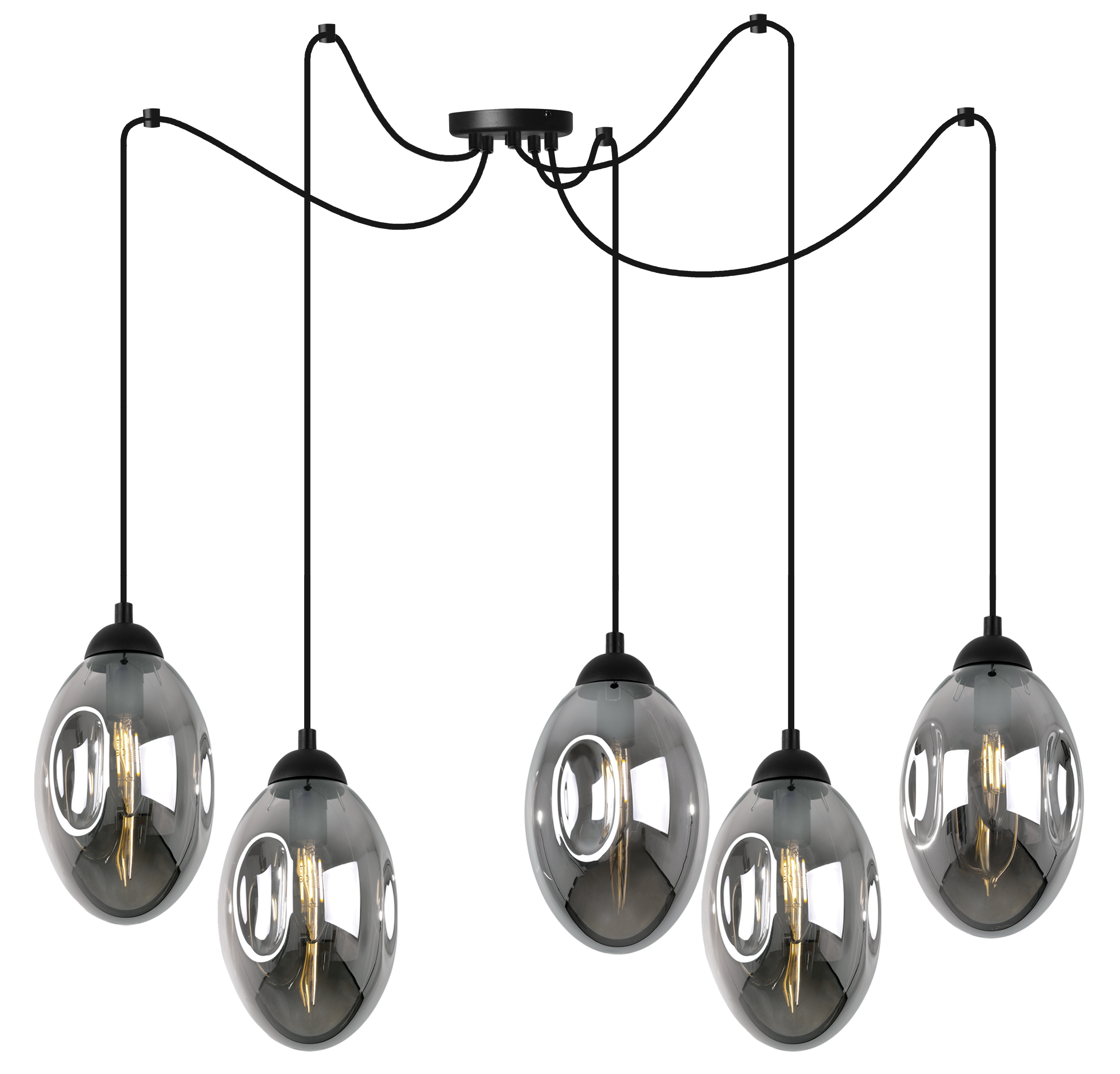 Lampa sufitowa wisząca Vigo Spider modern 5xE14 abażur owalny grafitowy Light Home LH