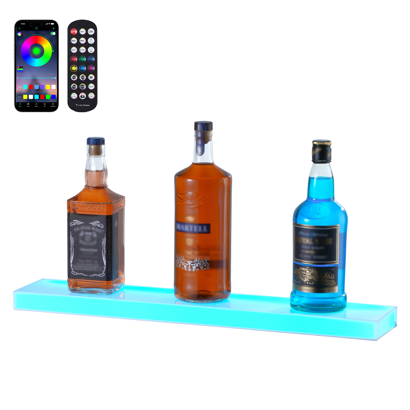 Espositore per liquori, ripiani da bar per bottiglie di liquore | Espositore rialzato in acrilico trasparente a 3 strati | Supporto per portabottiglie in acrilico per bar, cucina domestica, soggiorno