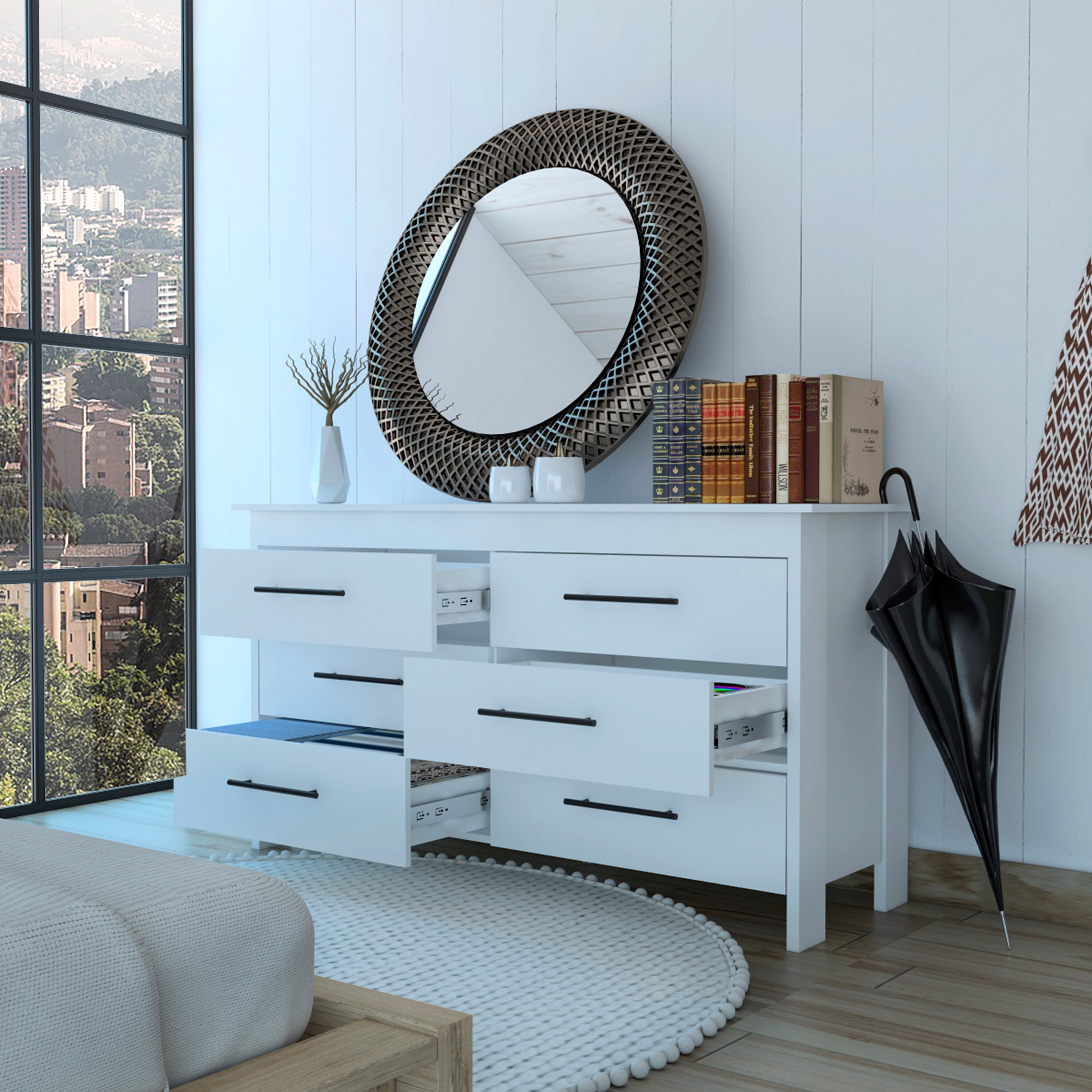 Commode HMS de 150 cm avec 6 tiroirs, blanc | Leroy Merlin