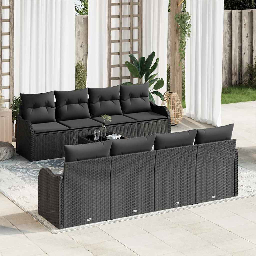 Zestaw Sof na Ogród Czarny 55 x 55 x 37 cm polirattan vidaXL
