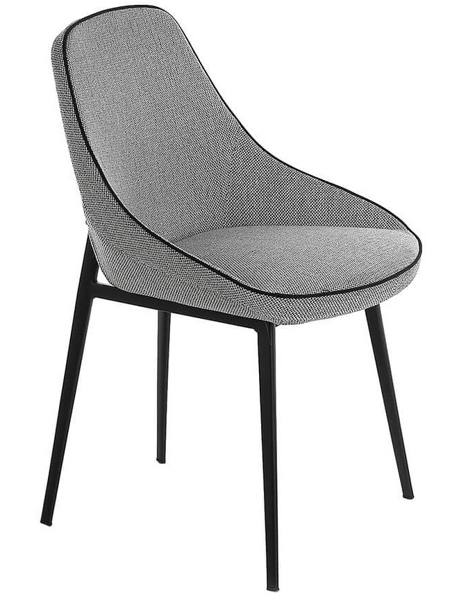 Silla kabesa de tela gris y patas de acero negro - juego de 2-color mirage 63