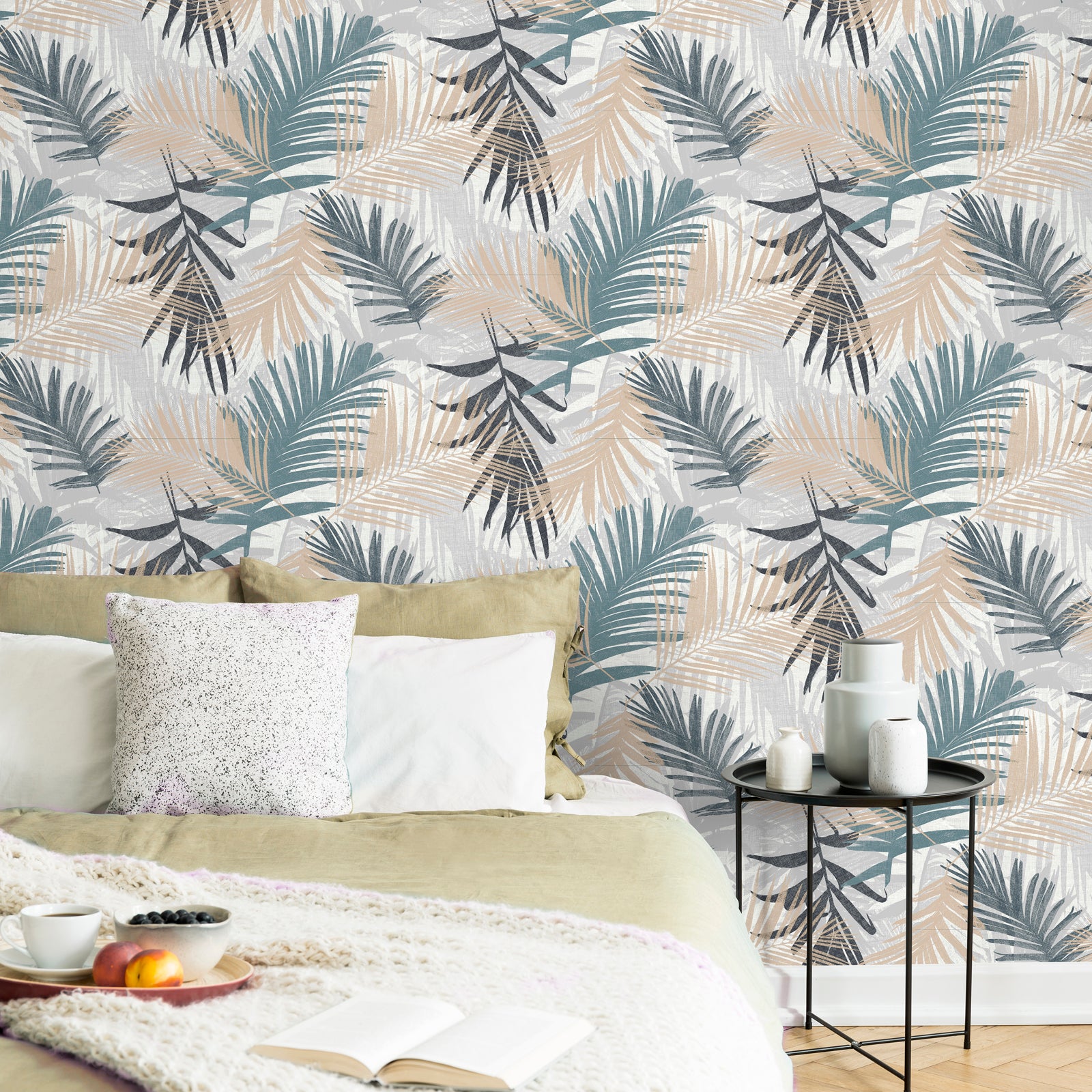 Carta da parati Jungle glam 1005 x 52 cm Blu/verde, grigio, beige - 3