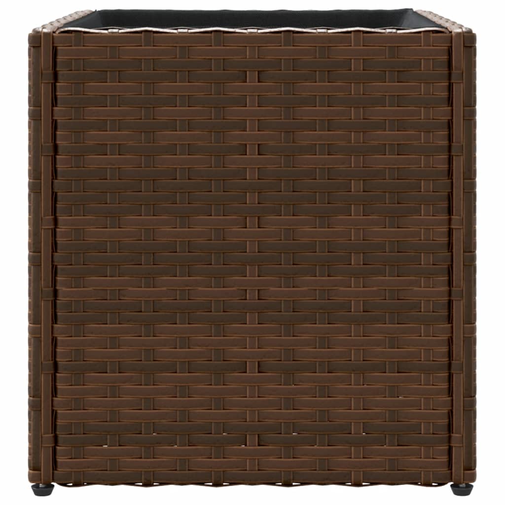 Jardinière bac lit surélevé plantes fleurs jardin terrasses lot de 2 36 x 30 x 32 cm résine tressée marron 02_0038946 - 4