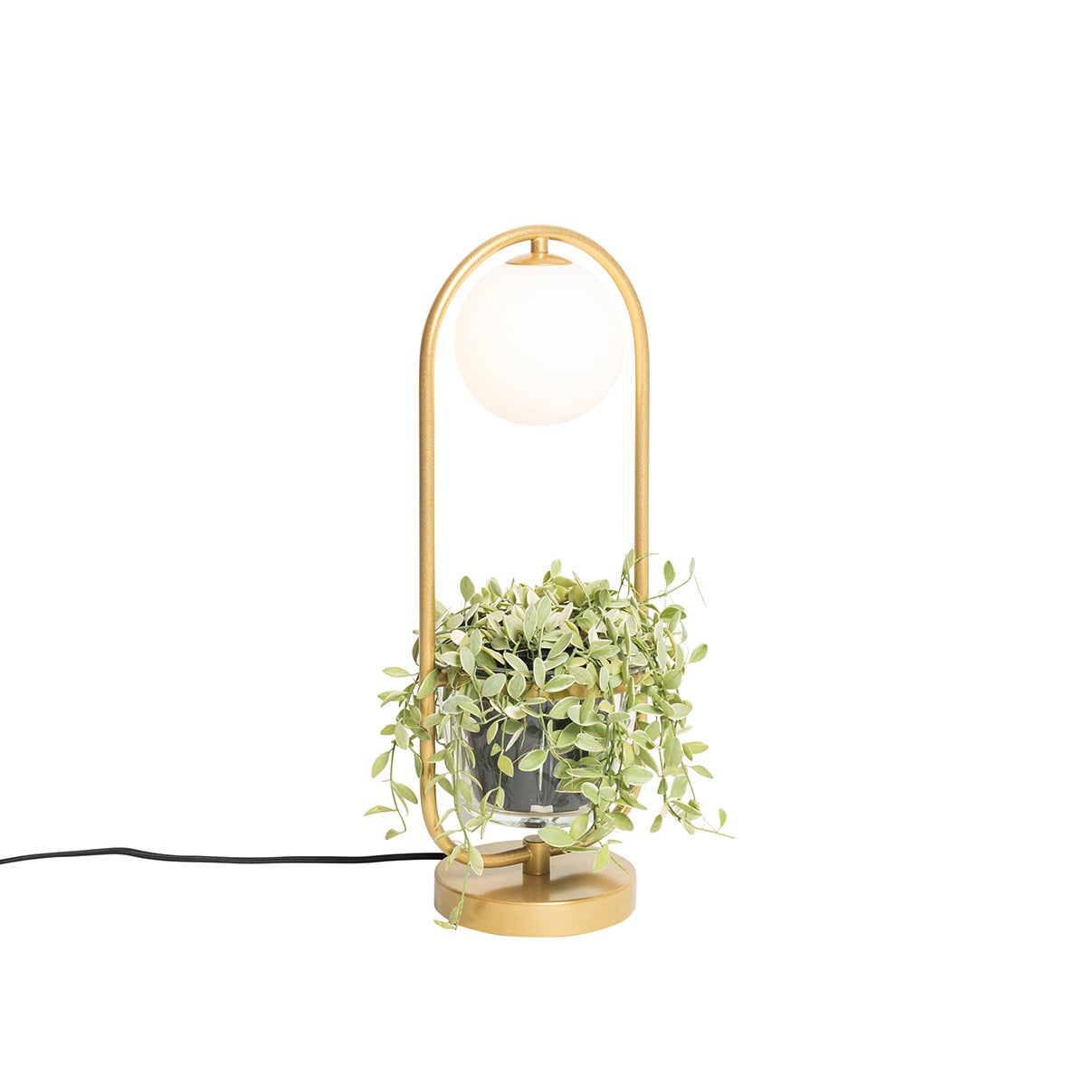 Lampa stołowa art deco złota z białym szkłem - Isabella