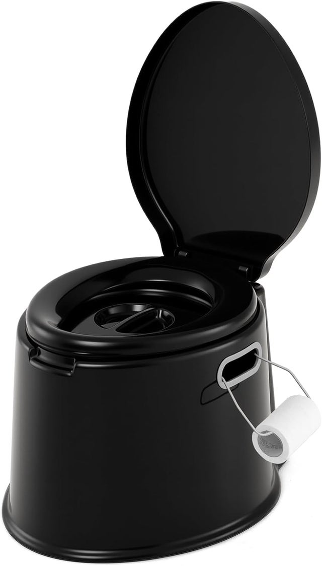 Toilette Portable 5L, Supporter 200KG, Toilette Sèche avec Couvercle, Seau Amovible avec Poignée, Anti-odeur, Nettoyage Pratique, Extérieur
