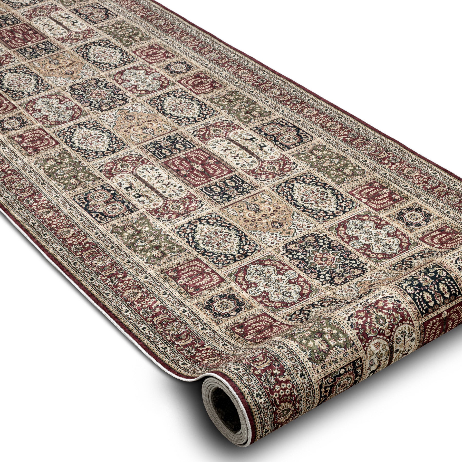 TAPIS DE COULOIR antidérapant LOTUS CASSETTES 39980 Oriental beige / rouge lavable 60cm 60x1250 cm - 2