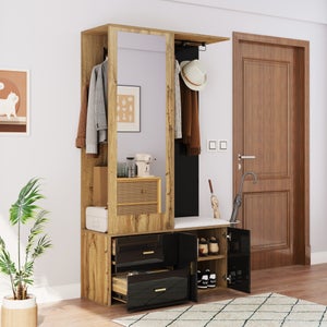 Mobile Armadio Ingresso Moderno Con Anta A Specchio E Appendiabiti Cm 105x47x185h