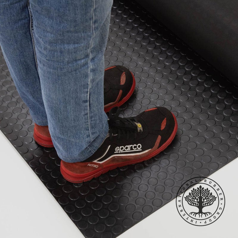 Pavimento goma círculos negro - Rollo 5 m x 1,50 m x 3 mm - Revestimiento para suelos impermeable y antideslizante - 3