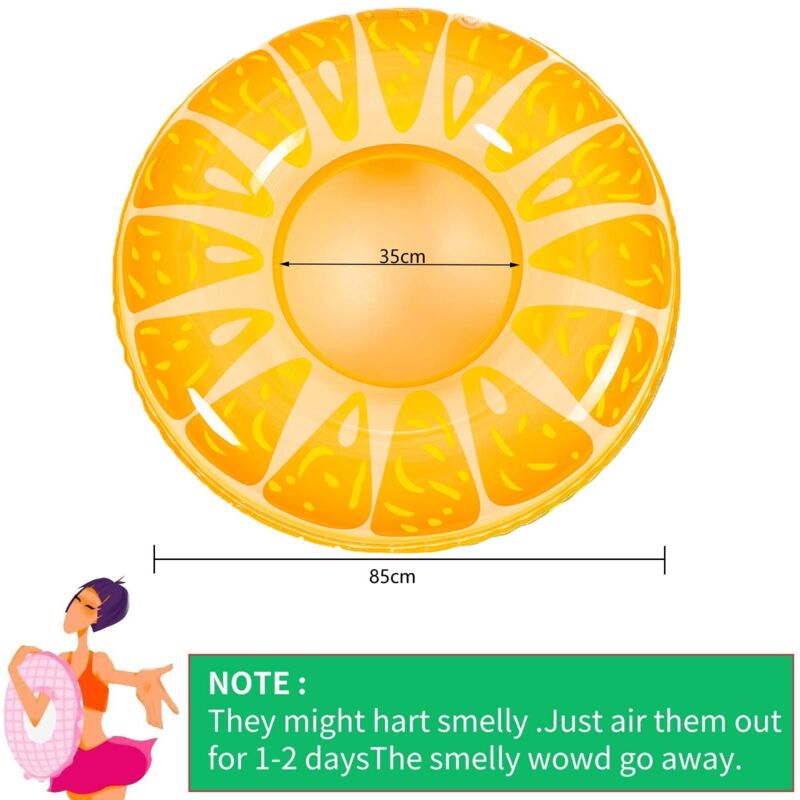 Bouée Rond Gonflable Fruits – 85 Cm, PVC Durable, Motifs Citron Orange Pastèque – Piscine Plage été