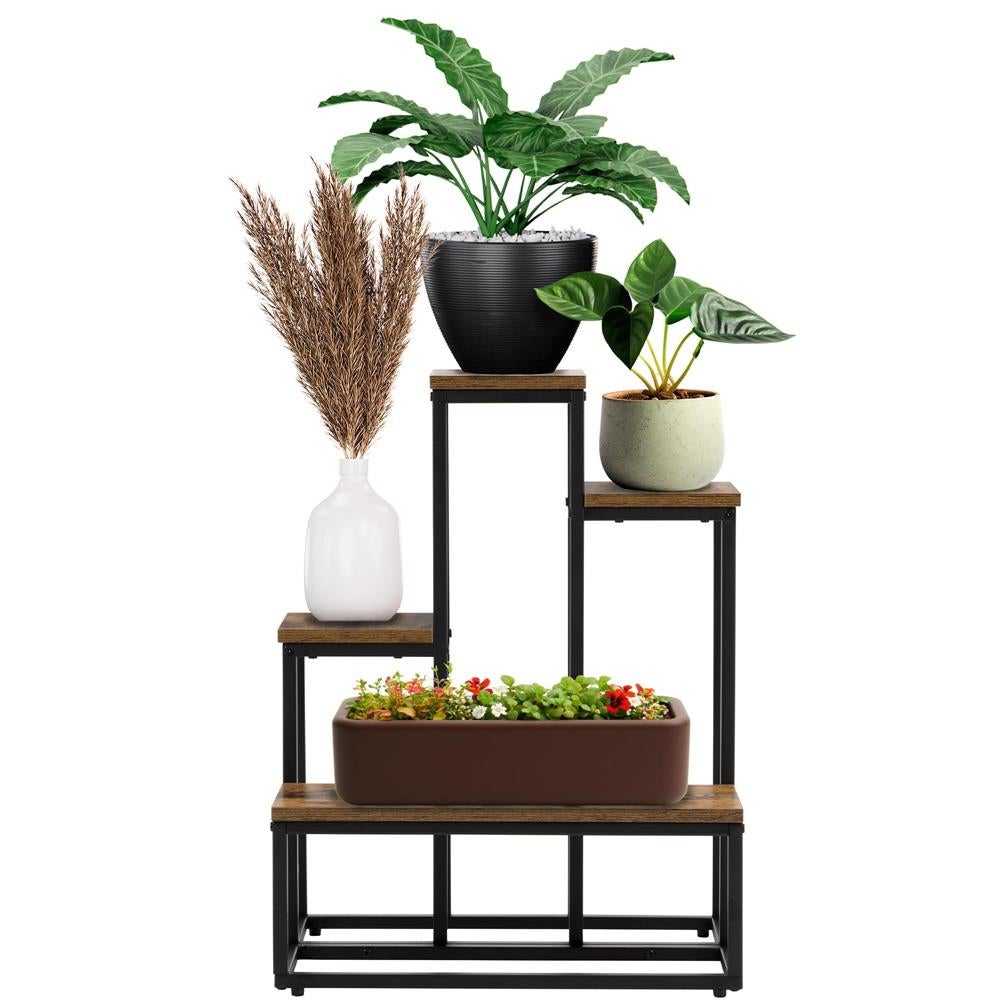 Etajera metal si mdf 4 rafturi stil industrial, 51x34x67 cm, design ...