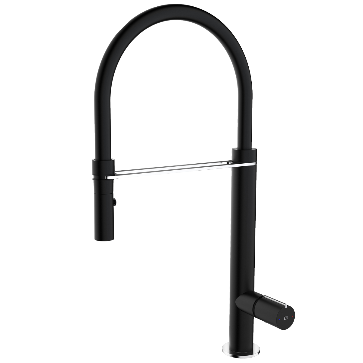 Exil Bateria kuchenna z wyciąganą wylewką prysznicową czarny i efekt stali nierdzewnej