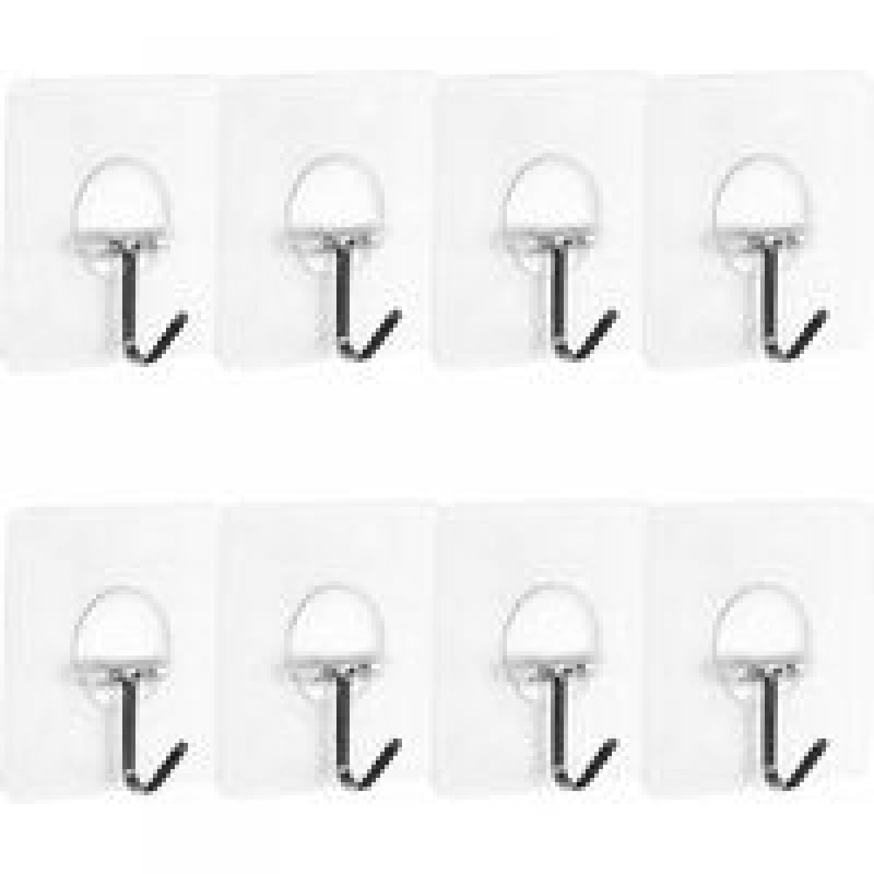 Zestaw 8 transparentnych samoprzylepnych haczyków ściennych (6,5 * 6,5 cm) do domu, łazienki, kuchni, sufitu, ściany i drzwi
