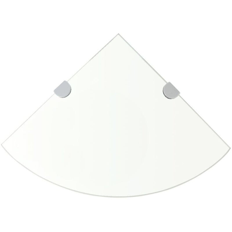 Raft de colț + console cromate Sticlă transparentă 30 x 30 cm
