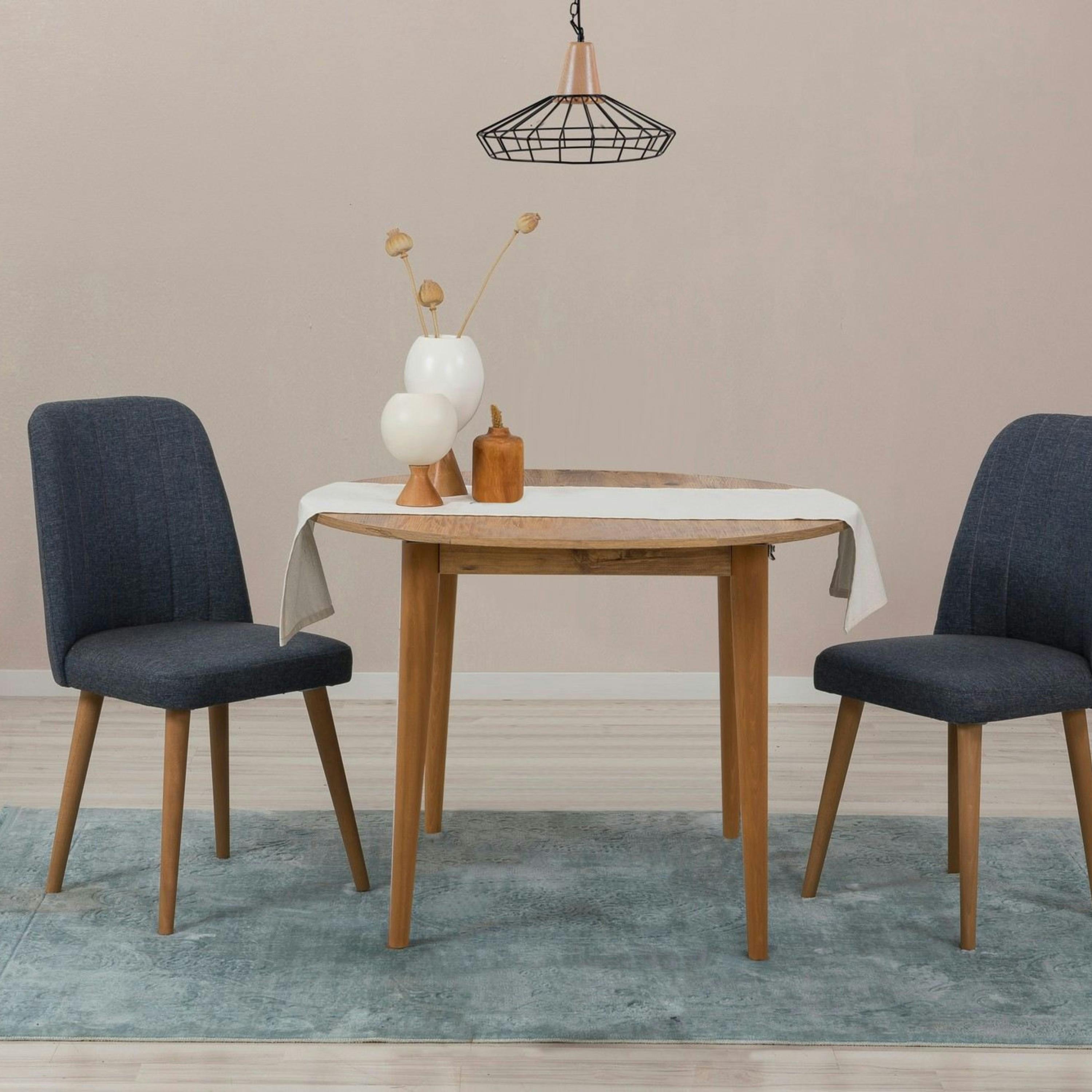 Table ronde extensible effet pin Ø100-131 cm ORINA - 2