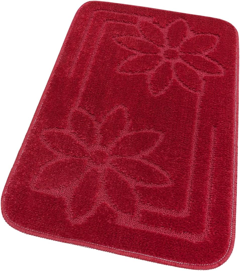Mata łazienkowa Antypoślizgowy Absorbent 50x110 Cm Stokrotki Jednolity Kolor Czerwony