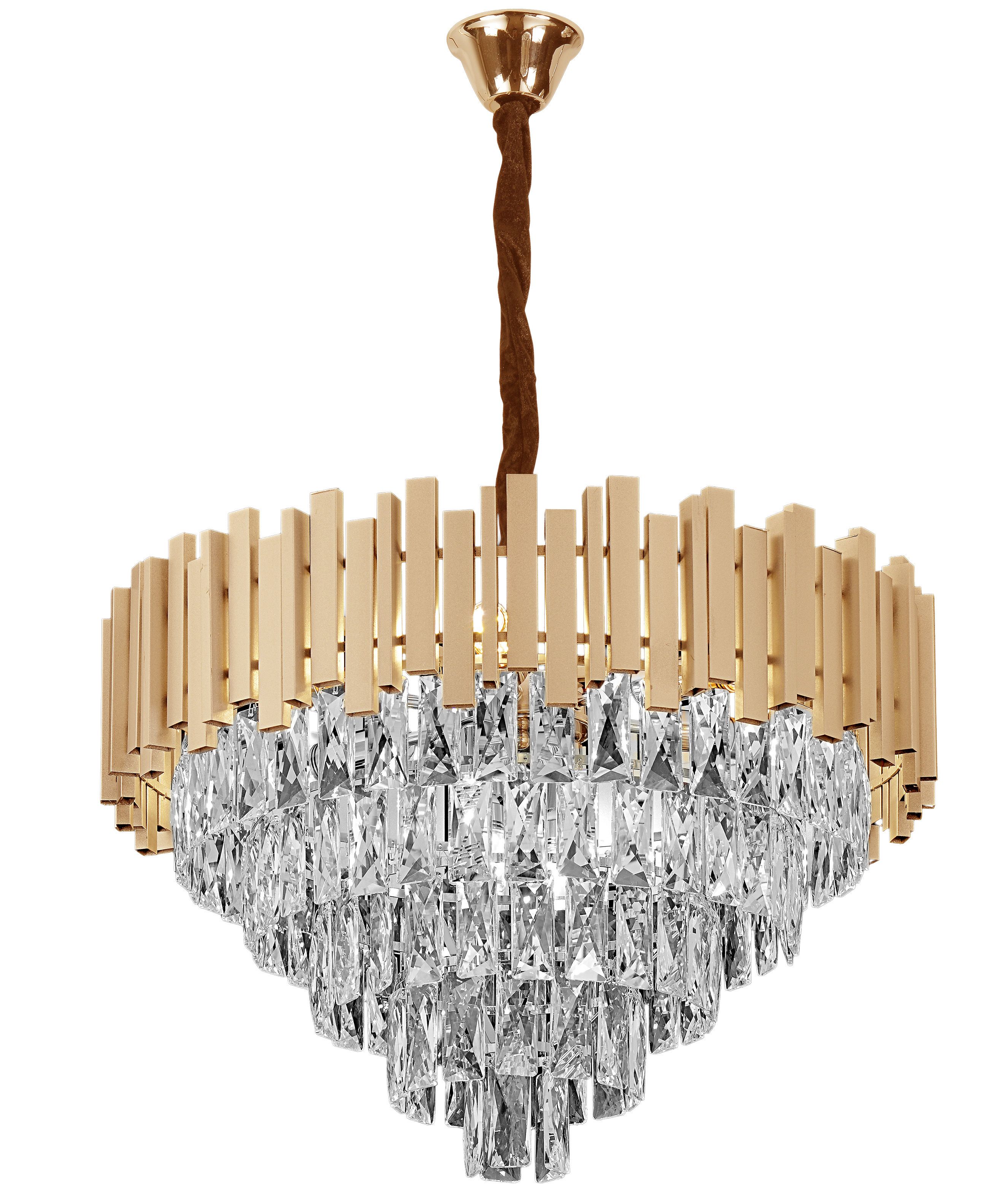 Lampa Sufitowa Wisząca Kryształowa Toolight G050-Cp Złoty 50Cm