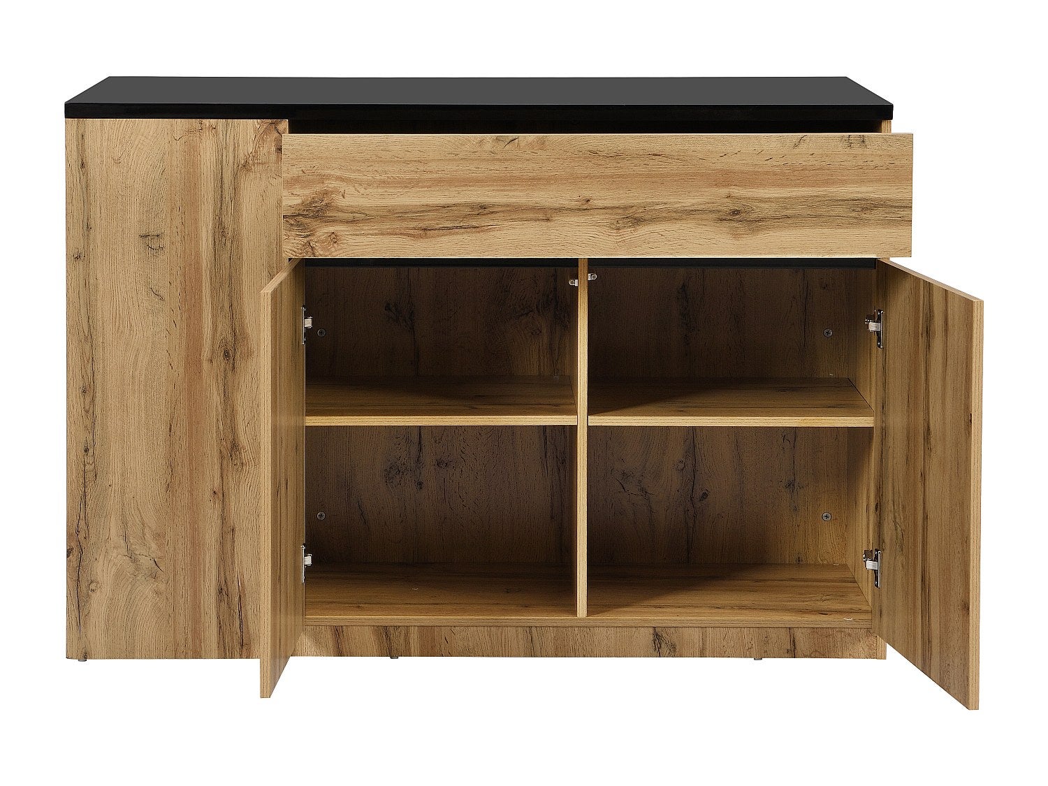 Ilot central de cuisine avec rangements - Noir et Naturel - MEILI - 5