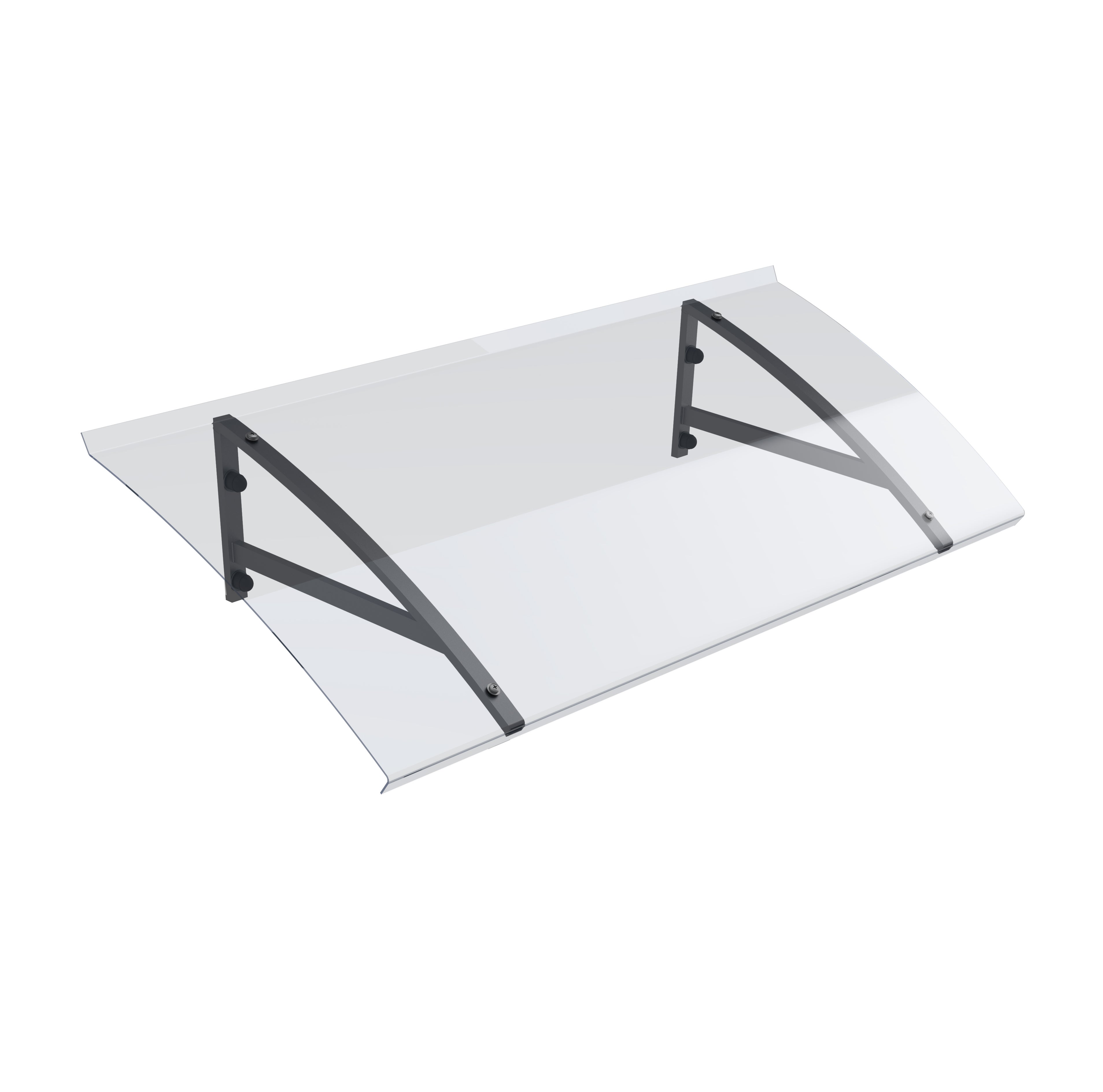 Arctom marquesina para puerta de aluminio antracita blues 102x44, policarbonato macizo