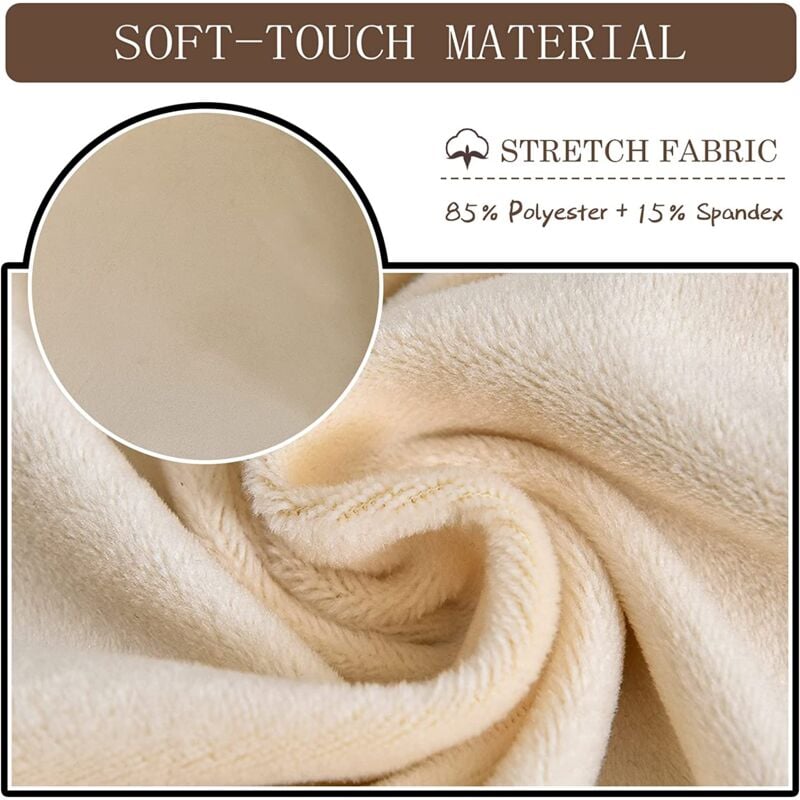 Velours Housse de Fauteuil Club Cabriolet Ensemble de 2 Pièces avec Housse de Coussin, Housse pour Fauteuil Salon Crapaud Extensible Tub Chair, BEIGE - 4