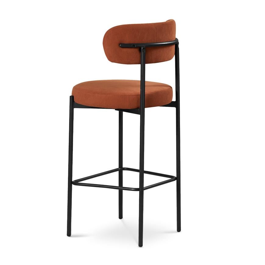 Lot de 2 tabourets de bar modernes IRIS velours côtelé terracotta 75cm - 8